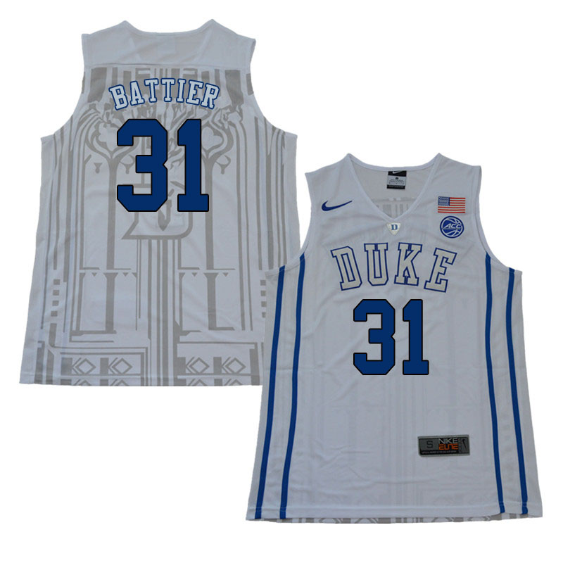 2018 Men #31 Shane Battier Duke Blue Devils College Basketball Jerseys Sale-White